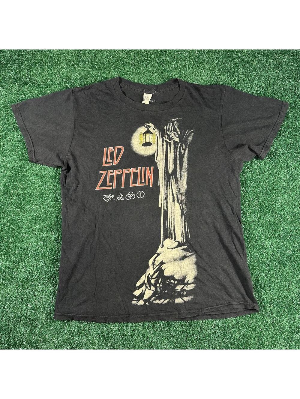 2014 Led Zeppelin reprint black faded short sleeve shirt music tee